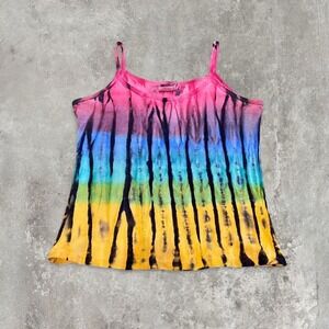 y2k multicolored rainbow zebra print tie dye tank top large